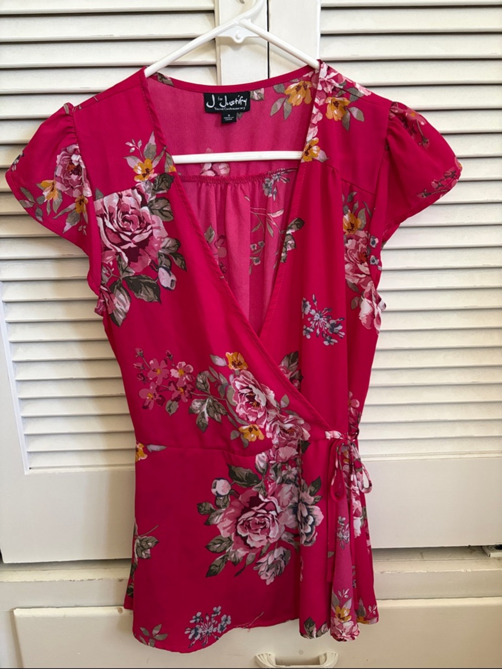 Justify Fuchsia Floral Wrap Top